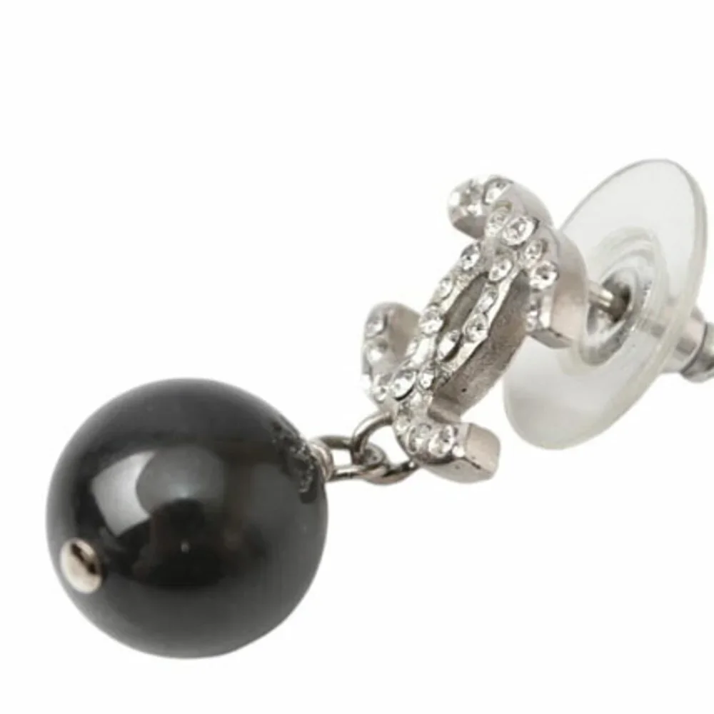 CHANEL Black Pearl Earrings